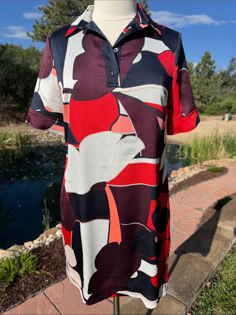 Banana Republic  Polo Shirt Dress  Abstract Floral Print